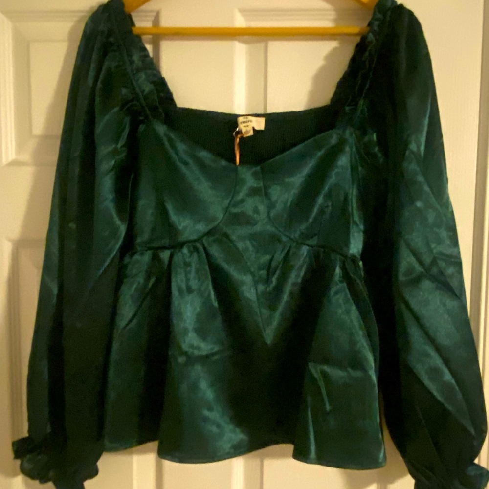 NEW Emerald Satin Top